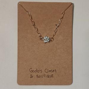 NEW HANDMADE 18K GOLD PLATED BLUE CUBIC ZIRCONIA DAINTY CHOKER NECKLACE